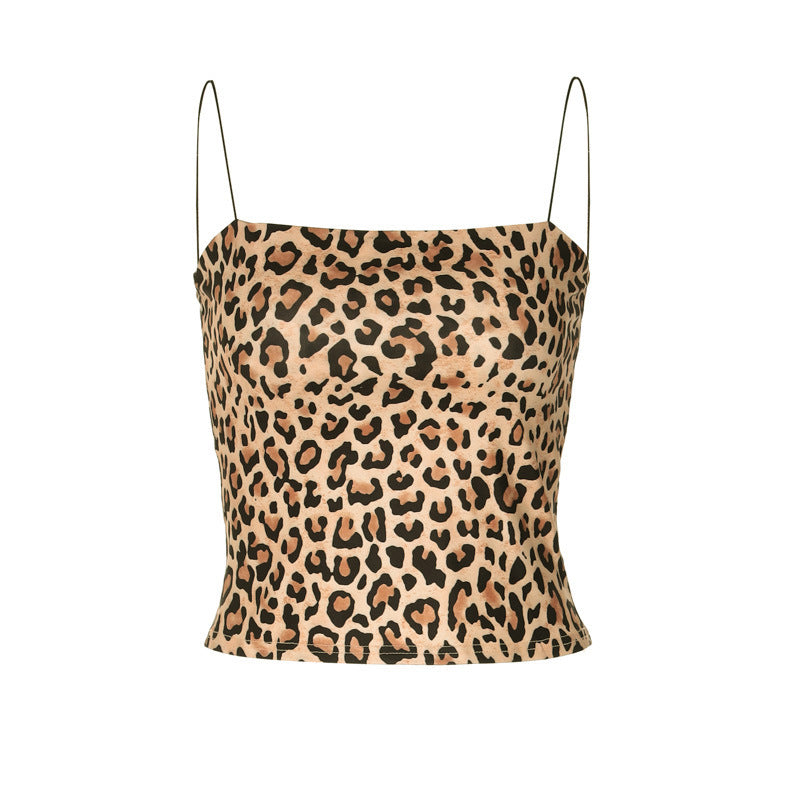 Sexy belly-baring camisole, leopard print tube top