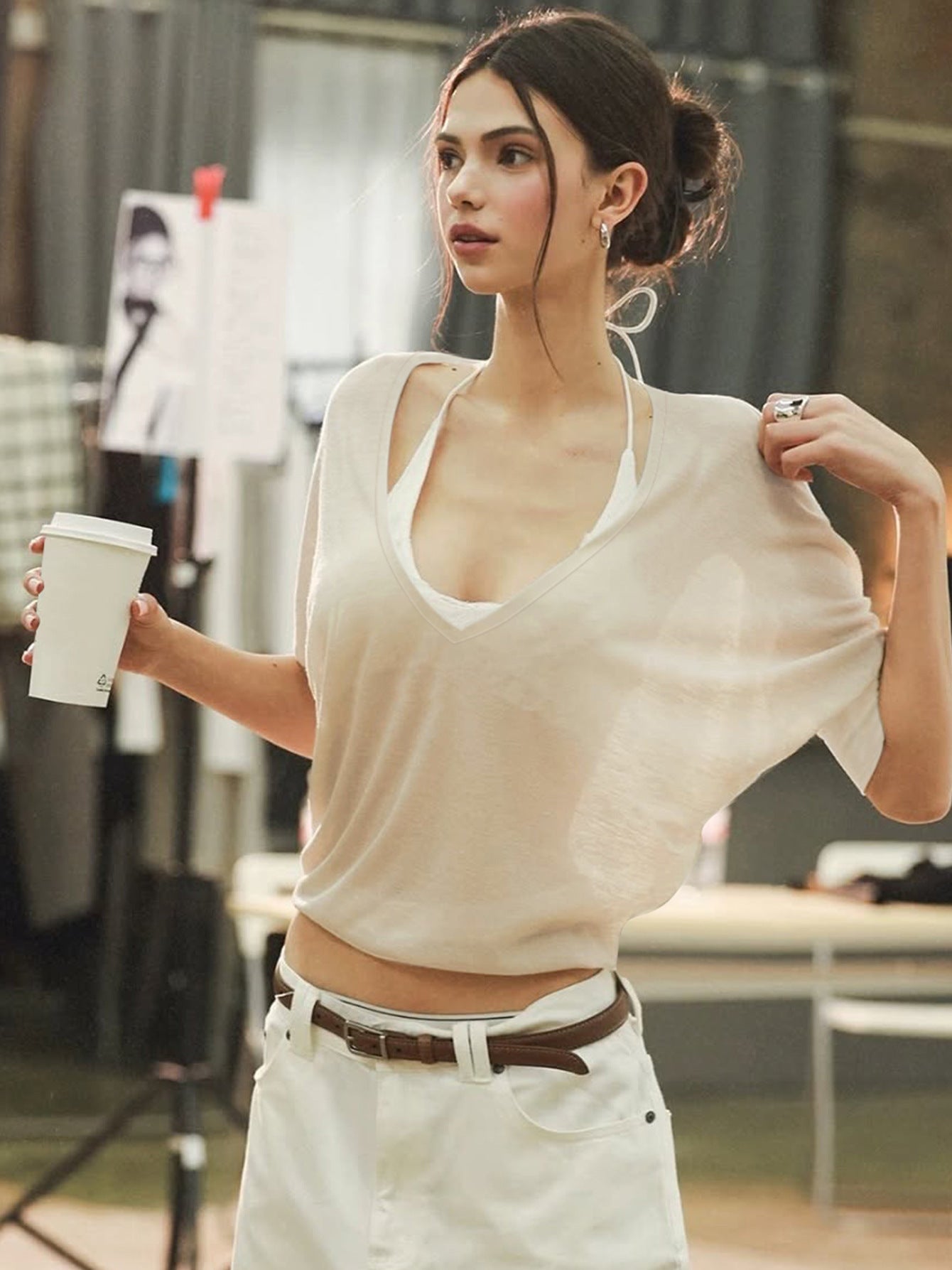 heer Cinched-Waist Sun-Protective Top